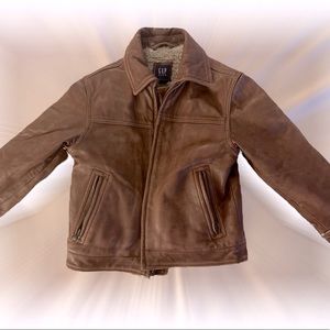 Gap kids Super Soft Real Leather Bomber  4-7 jacket.  Plush wool lining.